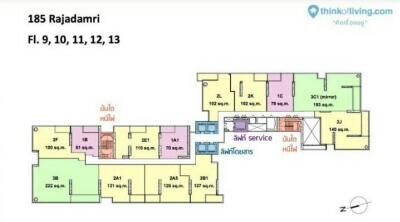 Floor plan of 185 Rajadamri, levels 9 to 13