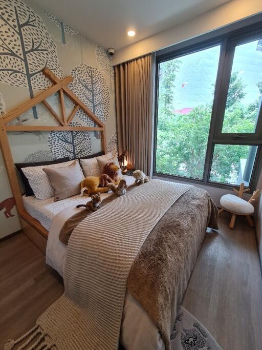 Cozy bedroom with large window