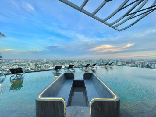 Rooftop infinity pool with panoramic city view