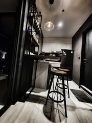 Modern kitchen with bar stools