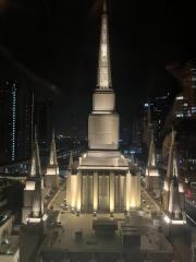 illuminated building at night