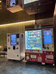 Vending machines in a modern lobby