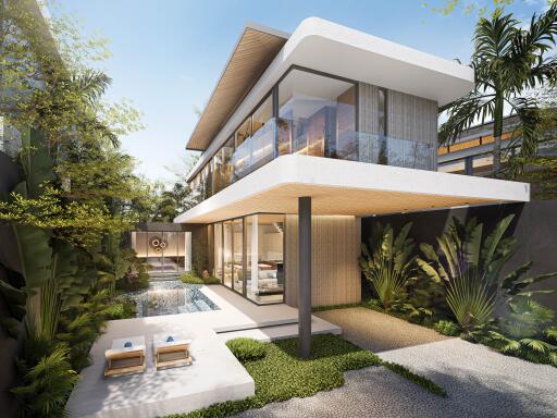 Modern multi-level house with garden and pool