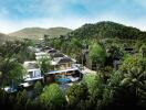 Luxury villas amidst lush green landscape