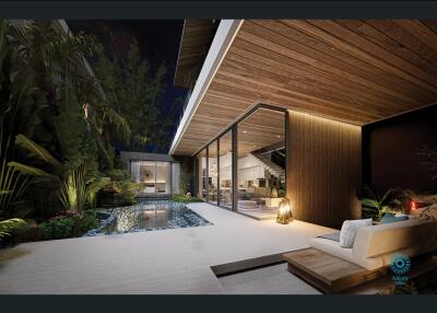 Stylish outdoor living space with pool and modern design