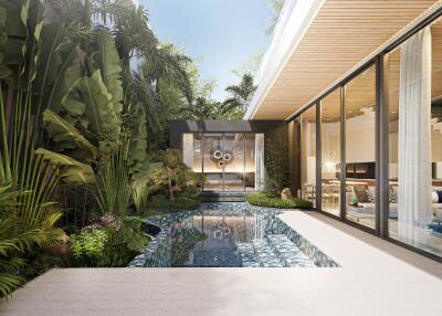 Modern house with a swimming pool and garden