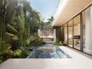 Modern house with a swimming pool and garden