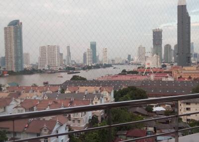 View of the city skyline from balcony