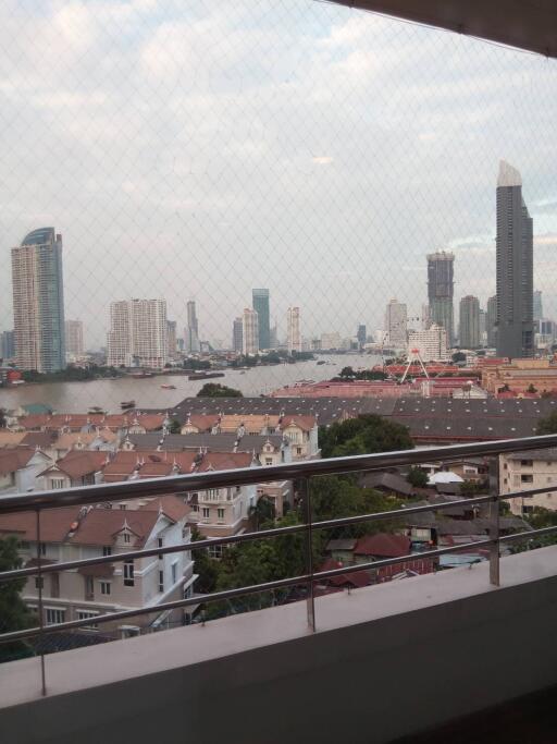 View of the city skyline from balcony