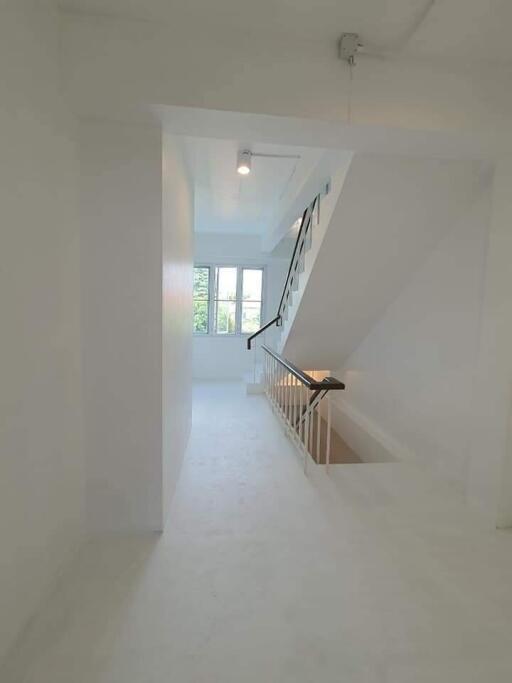 Bright staircase with window and handrail