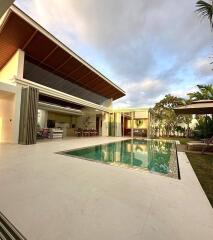 Modern house with a pool and patio