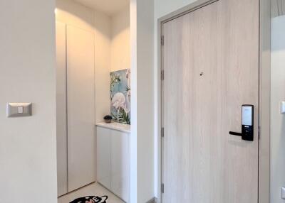 Main entry door with closet space