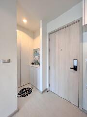 Main entry door with closet space