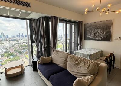 Modern living room with city view