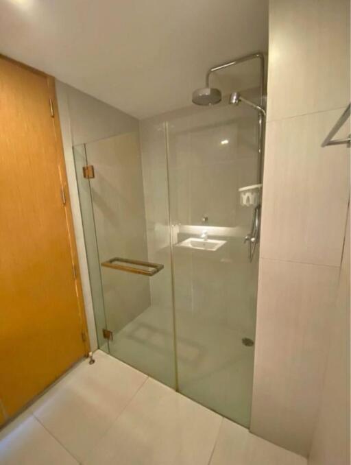 Modern bathroom with glass shower enclosure