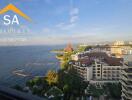 Scenic view of coastline and buildings