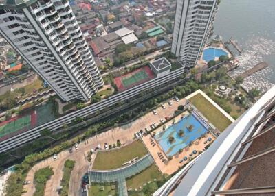 High-rise buildings with pool and tennis courts