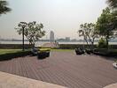 outdoor patio with view of waterfront