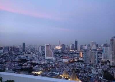 Panoramic cityscape view at dusk