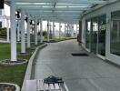 Covered outdoor walkway with glass roof