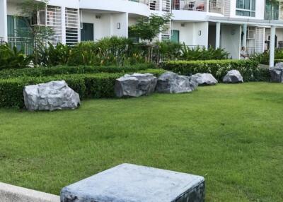 Apartment building with a landscaped garden