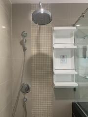 Modern bathroom shower with fixtures