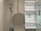 Modern bathroom shower with fixtures