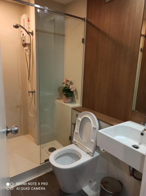 Modern bathroom with shower and toilet