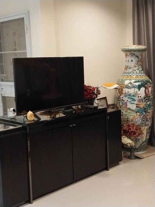 Living room with TV and decorative vase