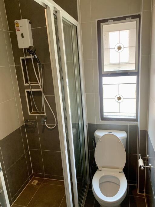 Compact bathroom with shower and toilet