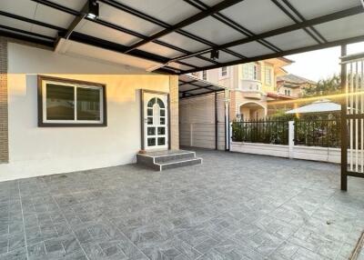 Front entrance of a house with a covered porch