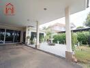 Covered veranda with garden view