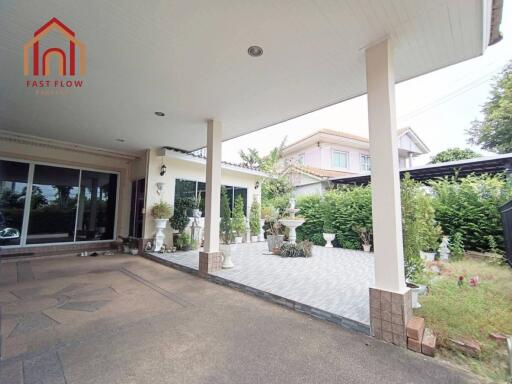 Covered veranda with garden view