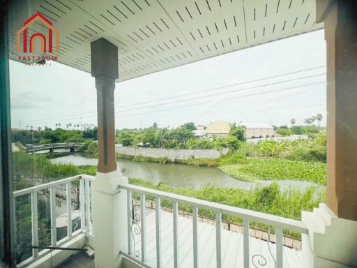 view from the balcony overlooking a canal