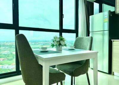 Dining area with a window view