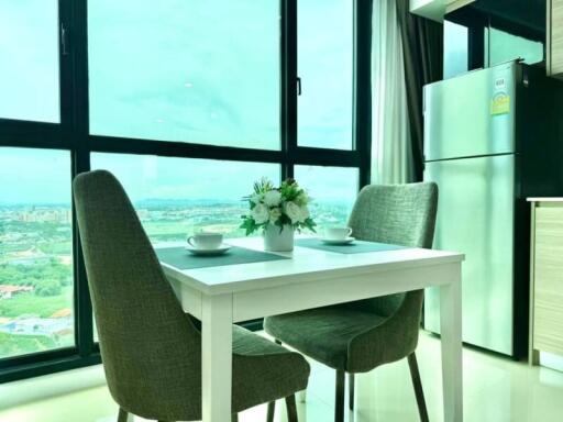 Dining area with a window view