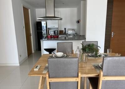 Modern kitchen with dining table