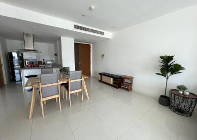 Modern living room with dining area and kitchen