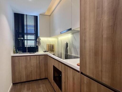 Modern kitchen with wood cabinetry