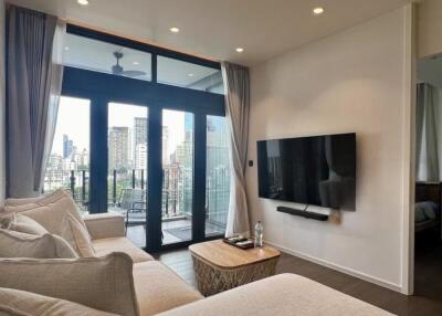 Living room with city view