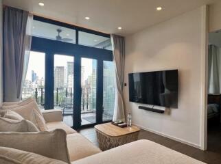 Living room with city view