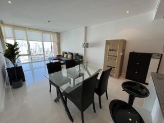 Modern living room with dining area