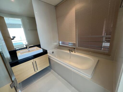 Modern bathroom with bathtub and sink