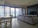 Spacious living room with ocean view