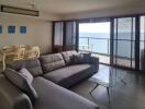 Spacious living room with ocean view