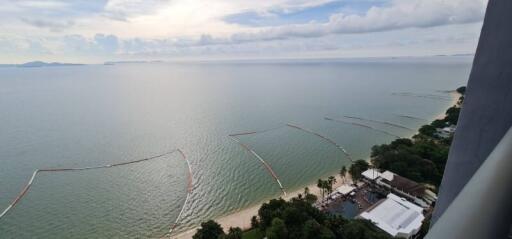 View from building showing beachfront and ocean