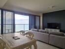 Spacious living room with ocean view