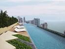 Infinity pool with city and ocean view