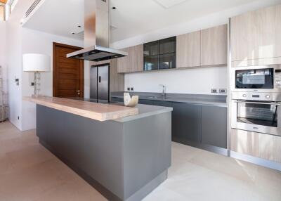 Modern kitchen with island and built-in appliances