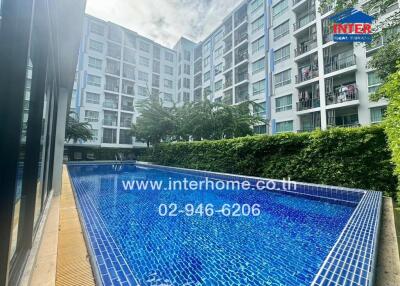 Modern apartment building with swimming pool